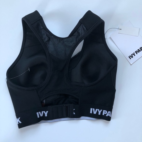 NWT IVY PARK Racerback logo sport bra Black - Picture 8 of 10